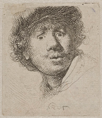 Grabado al aguafuerte y buril de Rembrandt.