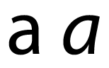 Variantes de la letra a en redonda y en cursiva.