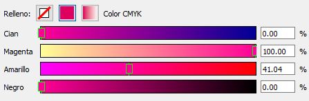 Un mezclador de colores como CMYK del dispositivo.