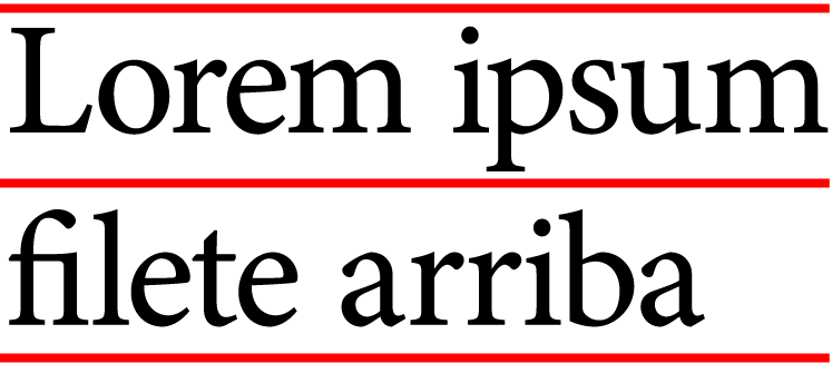 Un texto entre filetes rojos.