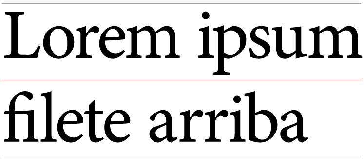 Un texto con tres filetes ultrafinos.