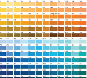 Unas muestras de colores Pantone.