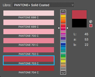 Colores directos Pantones definidos con valores Lab