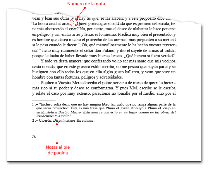 Un ejemplo de notas al pie de página.