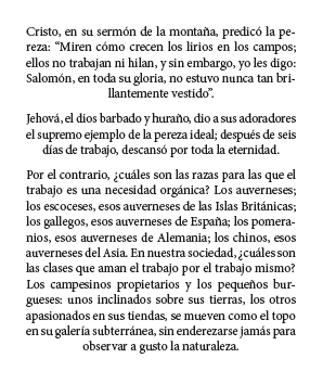 Un texto formado por varios párrafos españoles.
