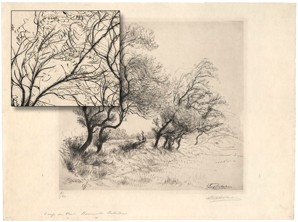 Un grabado a punta seca de Eugène Delâtre.