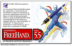 Pantalla de inicio de macromedia Freehand 5.5.