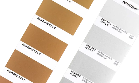 Algunas tintas metálicas Pantone.