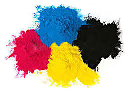 El polvo de toner de cuatro colores distintos.