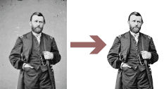 Una fotografía del general Grant silueteada.