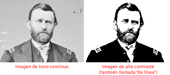 Imágen de tono continuo y de alto contraste o línea.