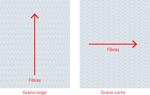 Grano largo y grano corto en el papel.