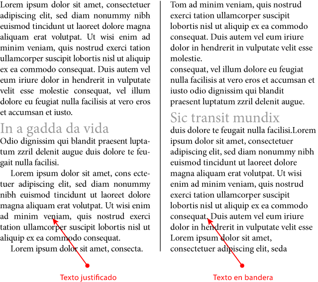 Texto justificado y en bandera